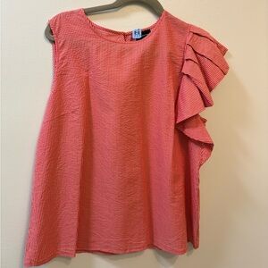 Who What Wear Striped Red and White Blouse